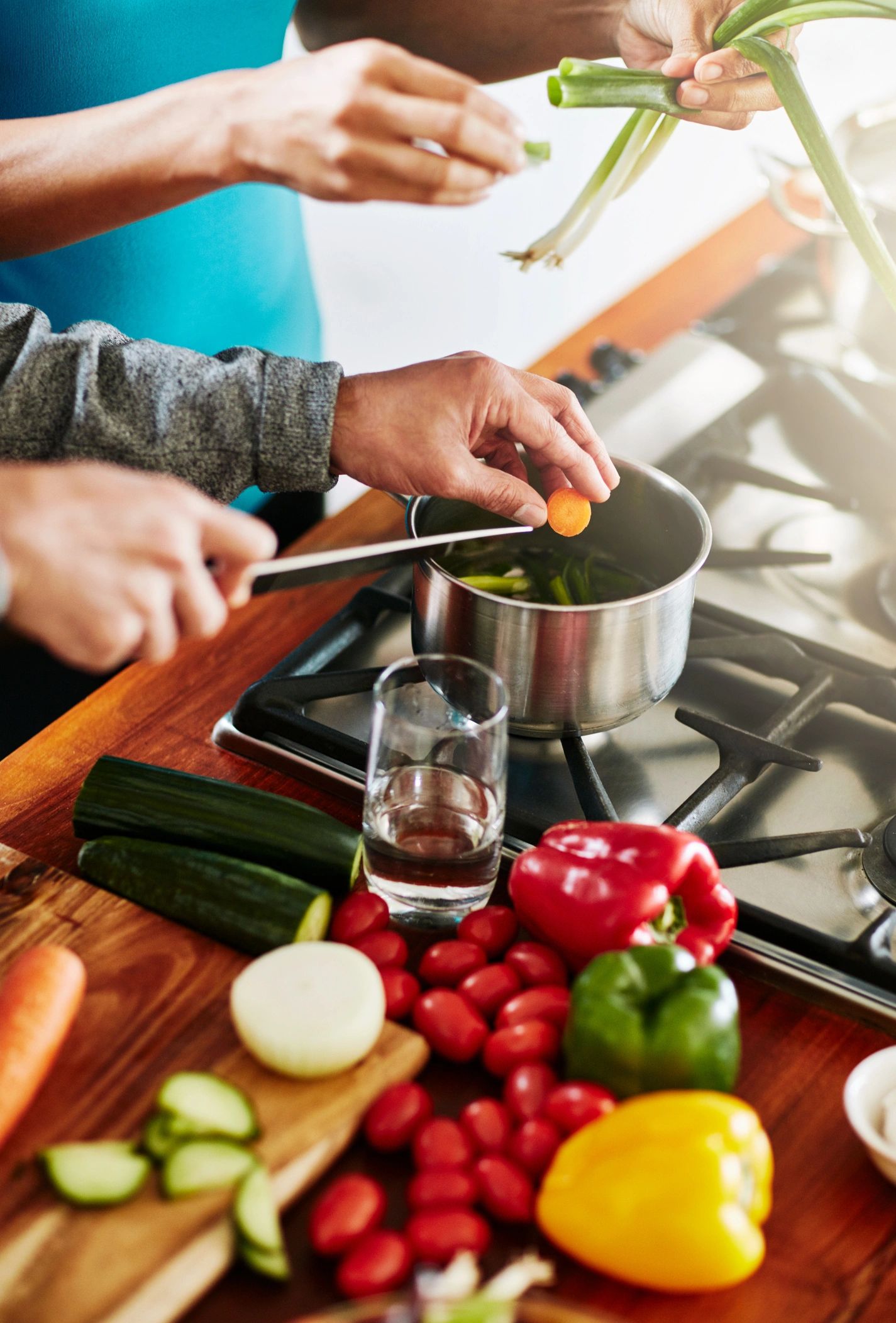 Hands showing a kitchen shortcut
