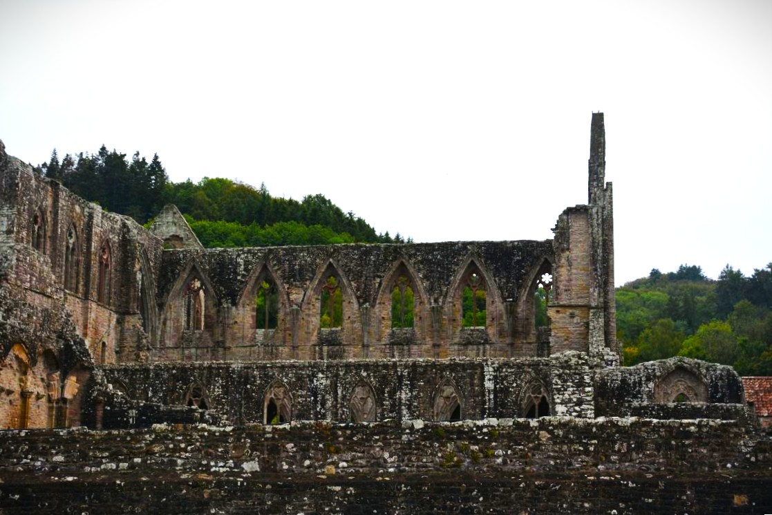 View of the left side of The Tineurn Abbey in Tinturn Wales
