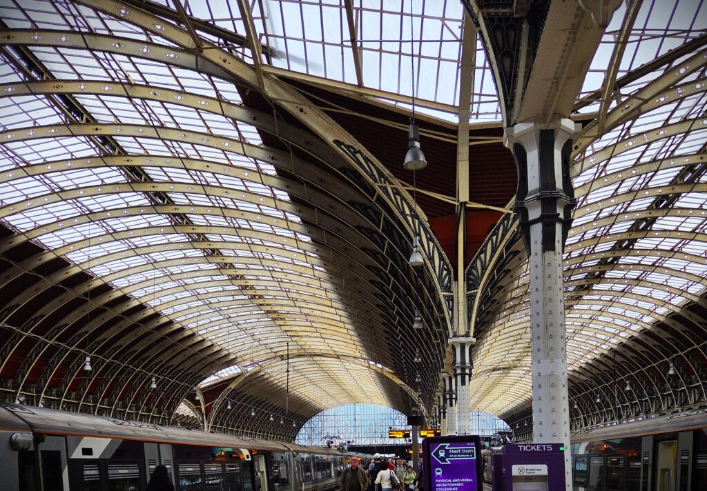 Edwardian glass ceiling at Paddington Station London, England